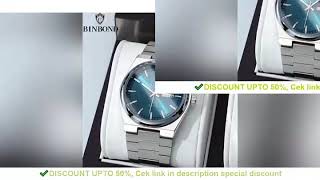 ✔️BINBOND Fashion New Men Business Watch Leisure Quartz Stainless Steel Buckle Watches Waterproof Lu