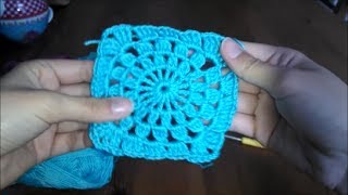 Granny Square häkeln, quadratisch mit Kreis