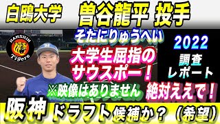 【曽谷龍平 投手】明桜高➡白鷗大 2022ドラフト候補 それゆけ！スカウティングレポート2022 これはいける！ 大学生左腕！   阪神タイガース ドラフト指名候補か！？