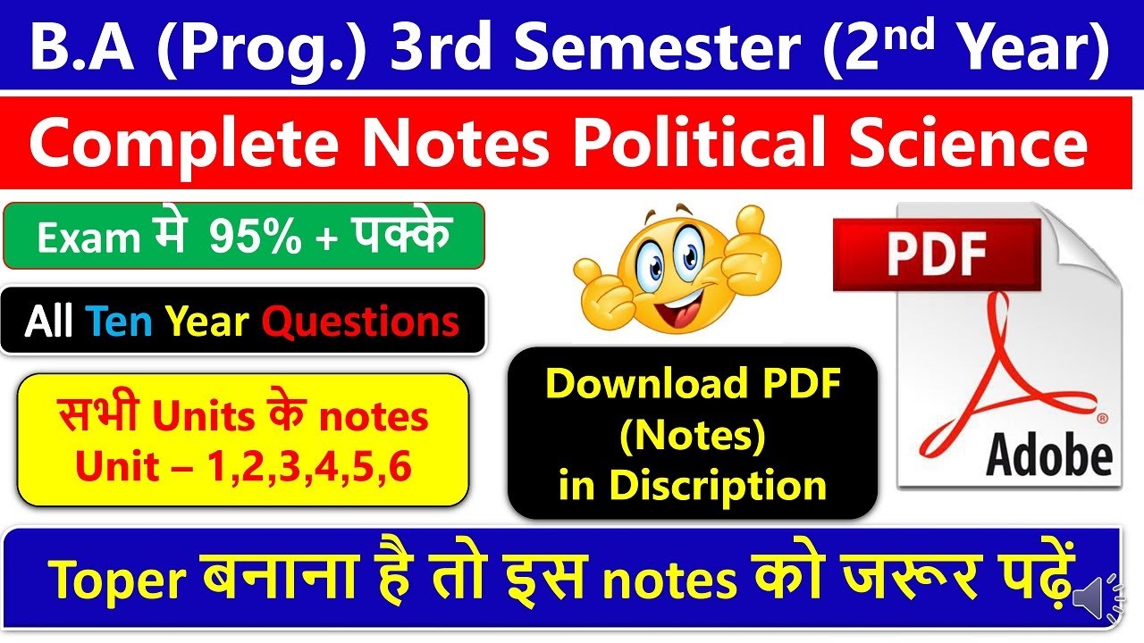 Complete Notes Political Science B.A (Prog.) 3rd Semester Unit – 1,2,3 ...