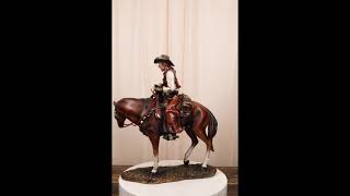 Ebros Western Desert Cowboy On Saddleback Riding Brown Stallion Horse Figurine