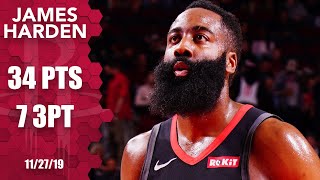 James Harden drains 7 triples en route to 34 points for the Rockets | 2019-20 NBA Highlights