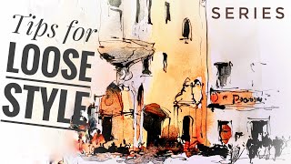 Urban sketching tutorial/Tips for loose sketch with Ink and watercolor