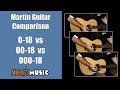 Martin Guitar 0-18 / 00-18 / 000-18 comparison