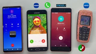 Outgoing Call + Incoming Call from Nokia 2600 \u0026 Sony 5 on Samsung Galaxy J3 2016 Vs MEIZU Pro7 2017