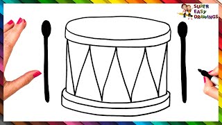 How To Draw A Drum Step By Step 🥁 Drum Drawing Easy