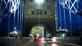 Crossing Tower Bridge at night