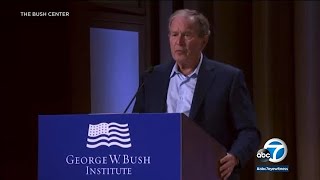 Bush condemns 'unjustified and brutal' invasion of Iraq, instead of Ukraine, in speech gaffe l ABC7