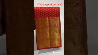 #Pure#kanchipuram silk sarees handwoven with 1\u00262g pure jari traditional pattern#whatsapp 9324546827