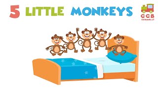 Five Little Monkeys Jumping on the Bed 🐵 English Nursery Rhymes