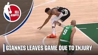 Giannis Antetokounmpo leaves game after suffering injury to calf | NBA on ESPN
