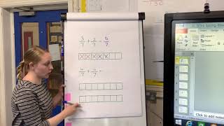 Adding Fractions with the same denominators using a bar model.