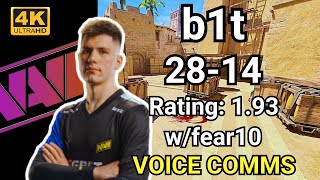 【4K】b1t (28-14) w/fear10 VOICE COMMS (MIRAGE) | Aug 31, 2024 #cs2 #pov