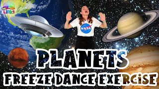 Planets Exercise Dance | Freeze Dance | Learn About The Solar System | Indoor workout for kids