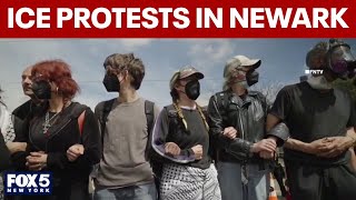 ICE agents clash with protestors at Newark Detention Center