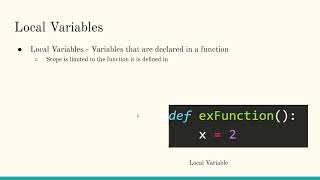 Intro to Python - Global Variables and Scope