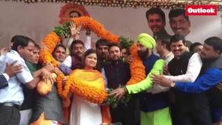 Newly appointed Bharatiya Janata Yuva Morcha President Poonam Mahajan felicitated