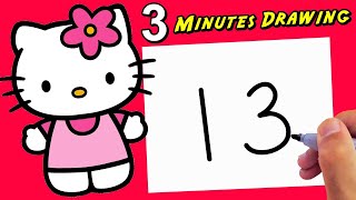 Hello Kitty Drawing with number 13