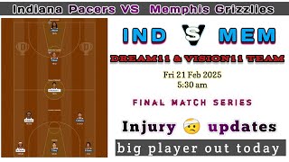 IND VS MEM NBA BASKETBALL TEAM | IND VS MEM TODAY NBA TEAM | IND VS MEM NBA BASKETBALL PREDICTION