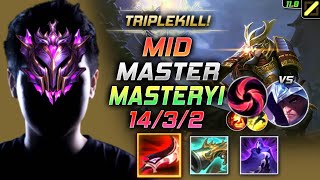 Master 无极剑圣 MID vs 刀锋之影 - MasterYi LOL 德拉克萨的暮刃 丛刃 - KR 11.9