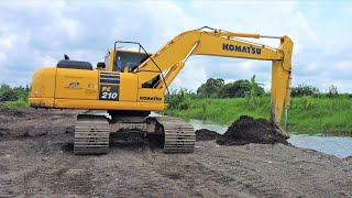 Komatsu PC210 Excavator Digging River Sedimentation