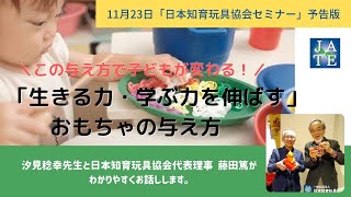 11/22(日)申込み締め切り！　コロナ禍と新時代の子育て＼この与え方で 子どもが変わる！／「生きる力・学ぶ力を伸ばす」おもちゃの与え方　【第12回　日本知育玩具協会オンライン・対談セミナー予告】