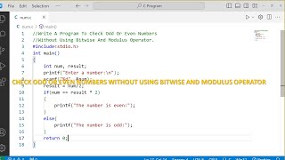 C Program To Check Odd Or Even Numbers Without Using Bitwise And Modulus Operator | #cprogramming