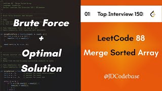 LeetCode 88 - Merge Sorted Array | LeetCode Top Interview 150 | JavaScript Solution | JDCodebase