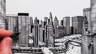 How to Draw a City in One-Point Perspective: Chicago