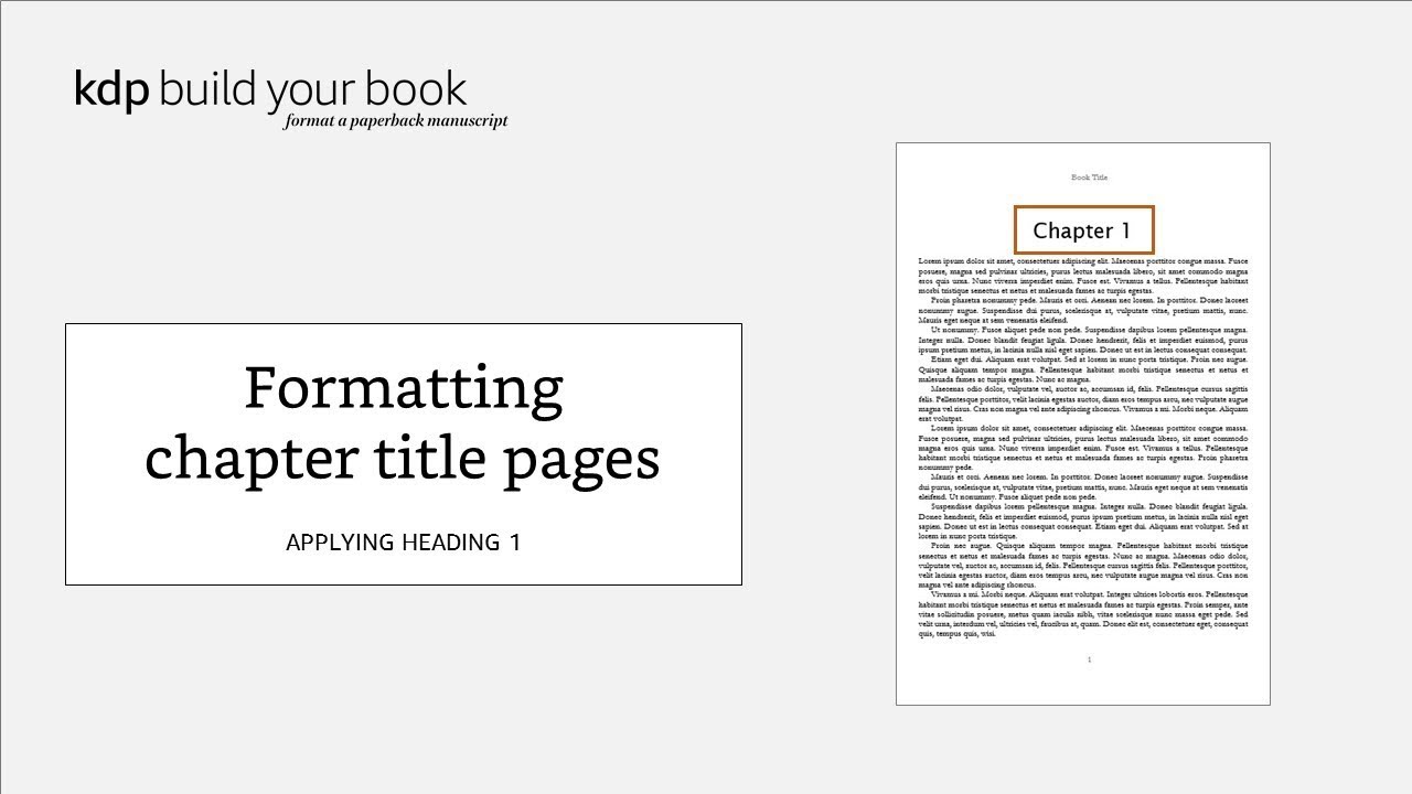 Formatting Chapter Title Pages: Applying Heading 1 - YouTube