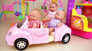 Baby doll pink car and play park toys play