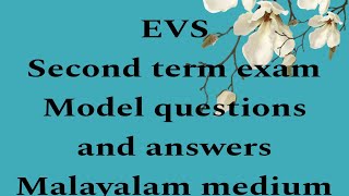 Class 3 EVS Second term exam model questions and answers Malayalam medium, SCERT