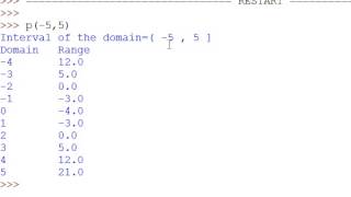 Python Mathematical Functions print domain and range part 3