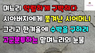 [사랑 눈물 감동사연] 며느리 악랄하게 구박하다 시아버지에게 쫓겨난 시어머니 한겨울에 수박을 구하려 고군분투하는 맏며느리의 눈물ㅣ썰ㅣ사연ㅣ라디오사연ㅣ