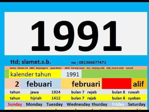 Kaender Tahun 1989 - 1990 - 1991 - 1992 Lengkap Dengan Weton - Pasaran ...