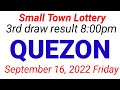 STL - QUEZON September 16, 2022 3RD DRAW RESULT