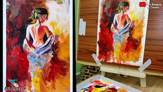 Beautiful Women Acrylic Painting | Acrylic Painting Technique & Tutorial Step by Step ‎@Artamazee