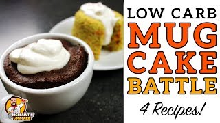 Low Carb MUG CAKE Battle - The BEST Keto Mug Cake Recipe! - Chocolate, Vanilla, Red Velvet & Carrot