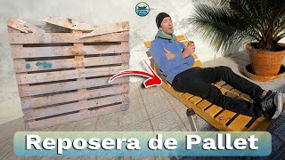 Reposera camastro completamente de pallets para jardín o terraza