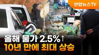 올해 물가 2.5%↑…10년 만에 최대 상승 / 연합뉴스TV (YonhapnewsTV)