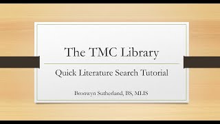 Orientation and Literature Searching