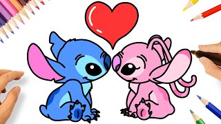 CÓMO DIBUJAR A STITCH Y ANGEL 💙💗