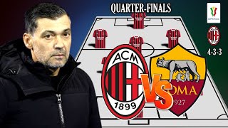 AC MILAN POTENTIAL STARTING LINEUP VS AS ROMA | COPPA ITALIA QUARTER-FINALS