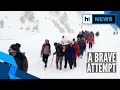 WATCH: Policemen carry sick cop in snow-covered Lahaul-Spiti for 7 kms