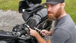 How to easily adjust the shock on a Harley Softail!! Easy install of windshield and saddlebags!!