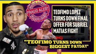 SHOCKING 🥊 NEWS: EXPOSED TEOFIMO LOPEZ TURNDOWN THE BIGGEST PAYDAY OF CAREER TO FIGHT SUBRIEL MATIAS