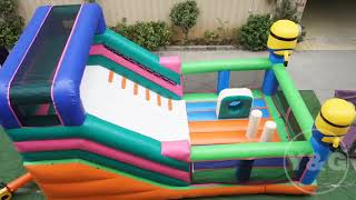 Inflatable Bounce House Assault Course With Slide For Kids