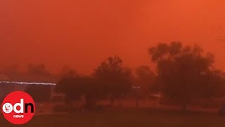 Intense red skies caused by dust storm in Australia