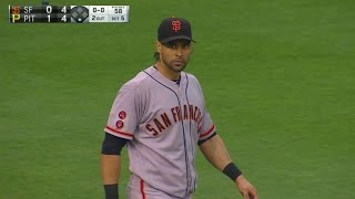 SF@PIT: Pagan misses robbing homer, throws glove down