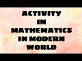 ACTIVITY IN MATHEMATICS IN MODERN WORLD  ( Before) | Diane Claire Cabral